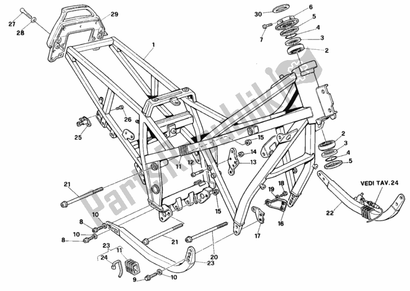 Alle onderdelen voor de Kader van de Ducati Paso 907 I. E. 1990